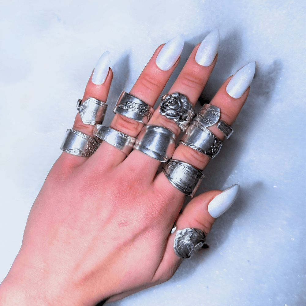 Handmade mystery silver spoon ring upcycled from vintage silverware accessories
