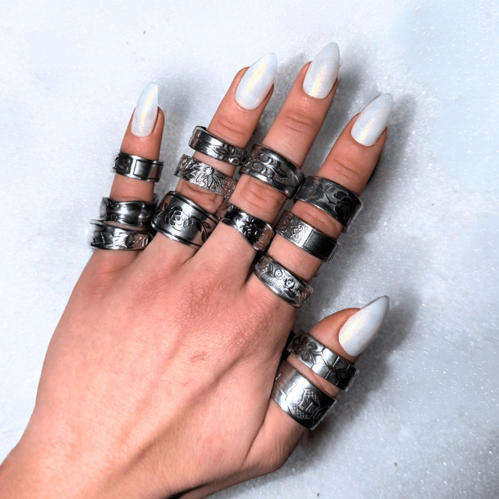 Mystery stainless steel ring handcrafted as a unique spoon ring for men and women