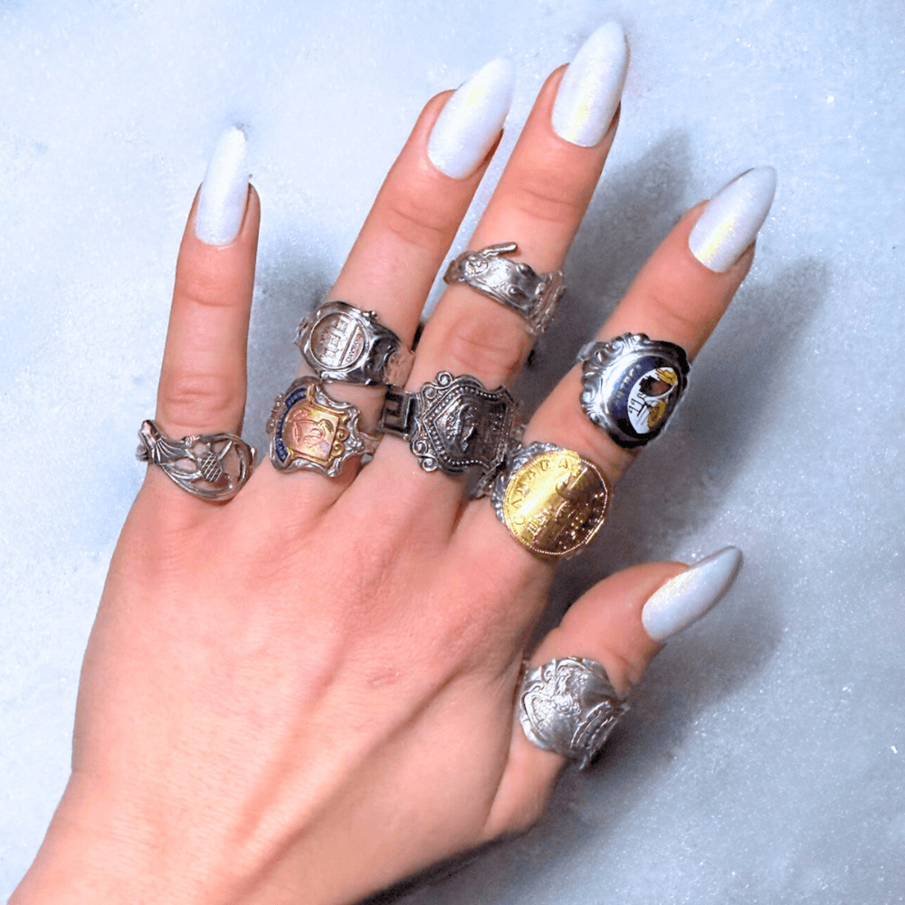 Unique mystery spoon ring handcrafted from antique silverware accessories